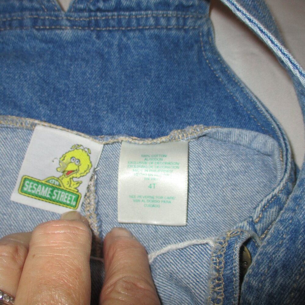 2 pair Y2K Sesame Street ELMO Denim Overalls Sz 4T - Picture 9 of 15